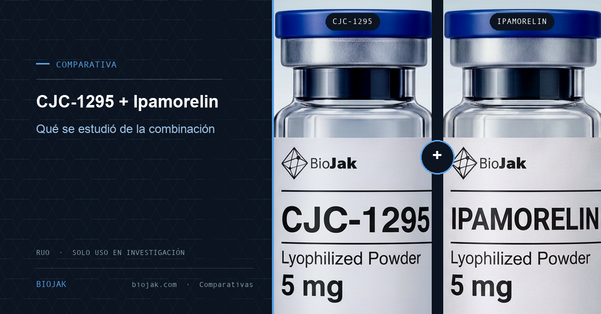 Imagen del artículo de BioJak sobre cjc 1295 ipamorelin combinacion, material de investigación de laboratorio