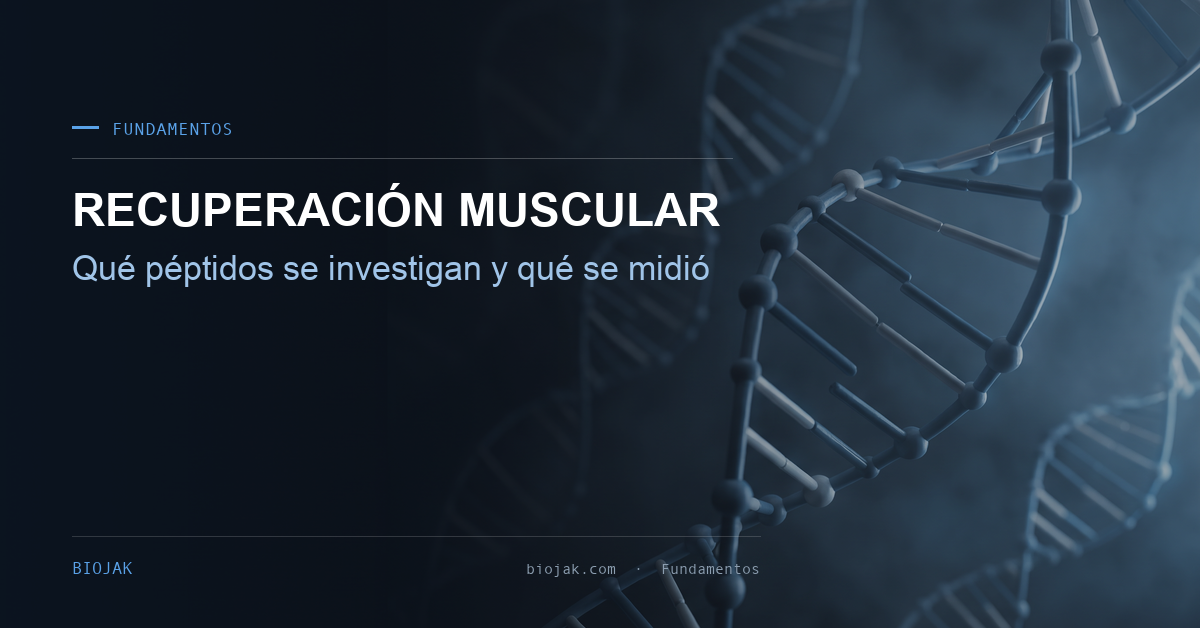 Imagen del artículo de BioJak sobre peptidos recuperacion muscular, material de investigación de laboratorio