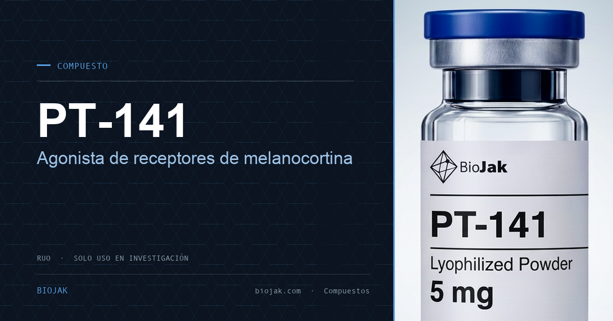 Imagen del artículo de BioJak sobre pt 141 bremelanotida investigacion, material de investigación de laboratorio