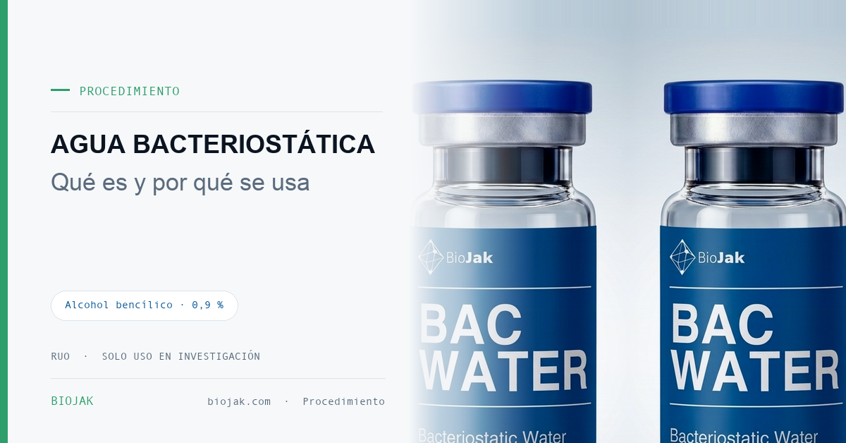 Imagen del artículo de BioJak sobre que es el agua bacteriostatica bac water, material de investigación de laboratorio