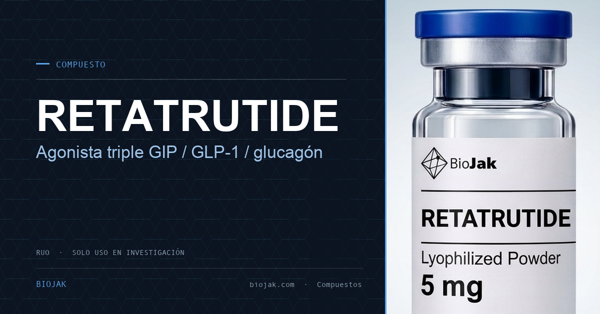 Imagen del artículo de BioJak sobre retatrutide investigacion metabolica, material de investigación de laboratorio