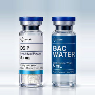 Vial de DSIP junto al agua bacteriostática, BioJak